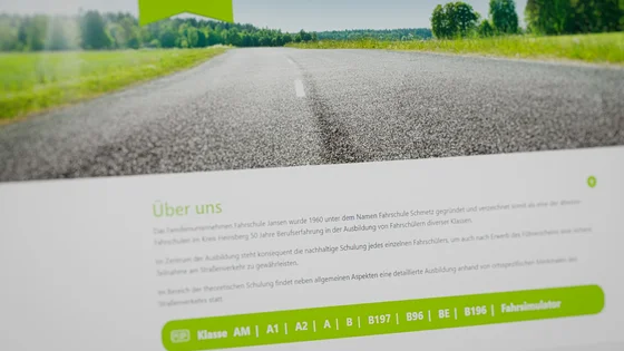 Fahrschule Jansen – Startseiten-Mockup von fahrschule-jansen.de
